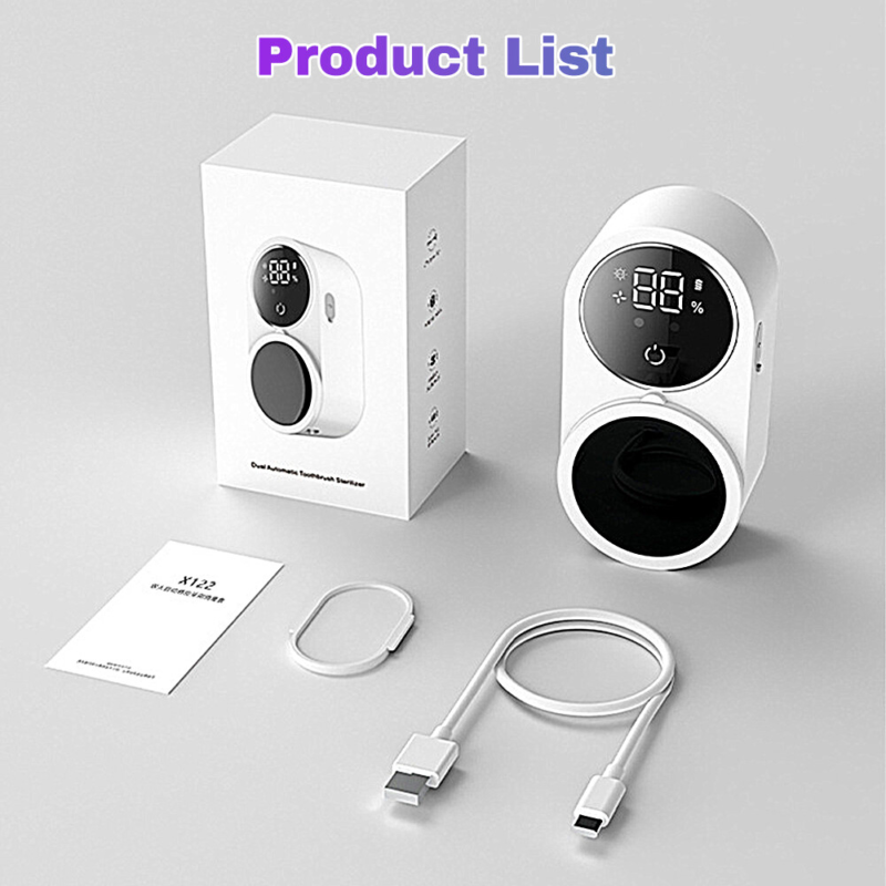 Rechargeable Wall-Mounted Toothbrush Sanitizer & Holder UV Cleaning & Air Drying