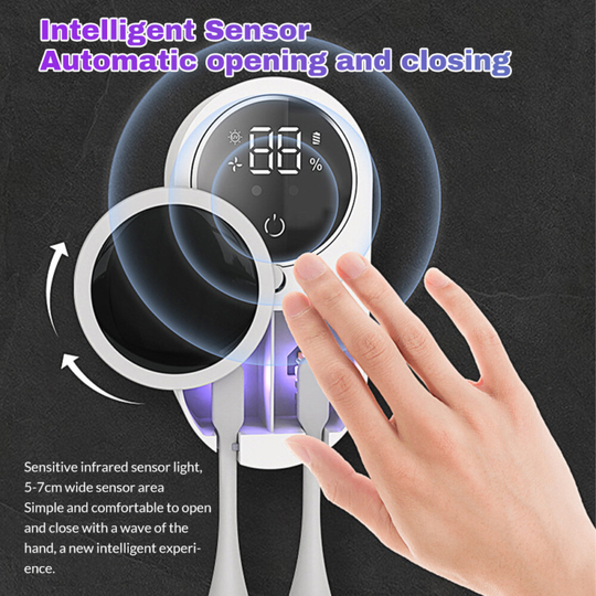 Rechargeable Wall-Mounted Toothbrush Sanitizer & Holder UV Cleaning & Air Drying