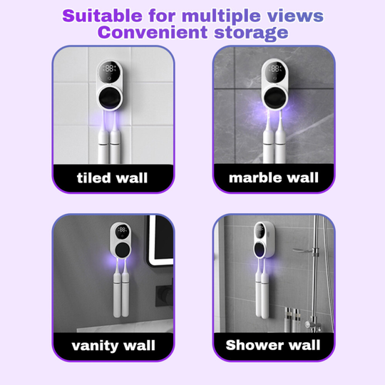 Rechargeable Wall-Mounted Toothbrush Sanitizer & Holder UV Cleaning & Air Drying