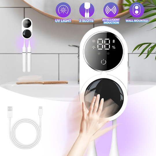Rechargeable Wall-Mounted Toothbrush Sanitizer & Holder UV Cleaning & Air Drying
