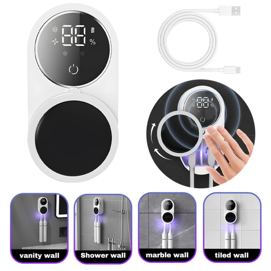Rechargeable Wall-Mounted Toothbrush Sanitizer & Holder UV Cleaning & Air Drying