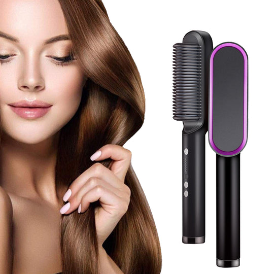 Hair Curler And Straightener Brush